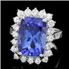 Image 1 : 18K WHITE GOLD 7.00CT TANZANITE 1.10CT DIAMOND RING