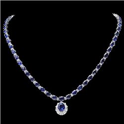 14K WHITE GOLD 29CT SAPPHIRE 2.25CT DIAMOND NECKLACE