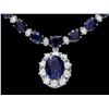 Image 2 : 14K WHITE GOLD 29CT SAPPHIRE 2.25CT DIAMOND NECKLACE