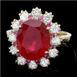 14K YELLOW GOLD 6.2CT RUBY 1.00CT DIAMOND RING