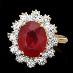 14K YELLOW GOLD 3.50CT RUBY 1.40CT DIAMOND RING