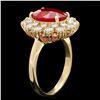 Image 2 : 14K YELLOW GOLD 3.50CT RUBY 1.40CT DIAMOND RING