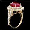 Image 2 : 14K YELLOW GOLD 7.50CT RUBY 2.40CT DIAMOND RING