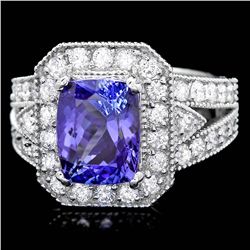 14K WHITE GOLD 4.00CT TANZANITE 1.30CT DIAMOND RING