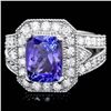 Image 1 : 14K WHITE GOLD 4.00CT TANZANITE 1.30CT DIAMOND RING