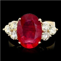 14K YELLOW GOLD 5.00CT RUBY 1.20CT DIAMOND RING