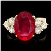 Image 1 : 14K YELLOW GOLD 5.00CT RUBY 1.20CT DIAMOND RING