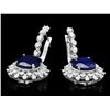 Image 2 : 14K WHITE GOLD 15.00CT SAPPHIRE 1.90CT DIAMOND EARRINGS