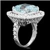 Image 2 : 14K WHITE GOLD 9.50CT AQUAMARINE 1.90CT DIAMOND RING