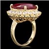 Image 2 : 14K YELLOW GOLD 21.50CT RUBY 2.00CT DIAMOND RING