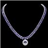 Image 1 : 14K W GOLD 76CT TANZANITE 1.70CT DIAMOND NECKLACE