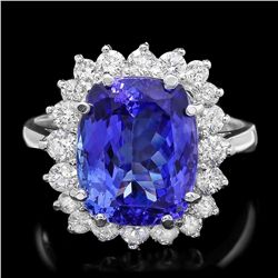 14K WHITE GOLD 6.00CT TANZANITE 0.90CT DIAMOND RING