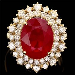 14K YELLOW GOLD 8.20CT RUBY 1.40CT DIAMOND RING