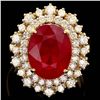 Image 1 : 14K YELLOW GOLD 8.20CT RUBY 1.40CT DIAMOND RING