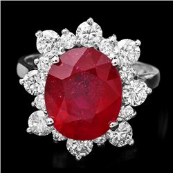 14K WHITE GOLD 7CT RUBY 1.55CT DIAMOND RING