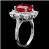 Image 2 : 14K WHITE GOLD 7CT RUBY 1.55CT DIAMOND RING