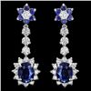 Image 1 : 14K WHITE GOLD 4.8CT SAPPHIRE 2CT DIAMOND EARRINGS