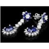 Image 2 : 14K WHITE GOLD 4.8CT SAPPHIRE 2CT DIAMOND EARRINGS