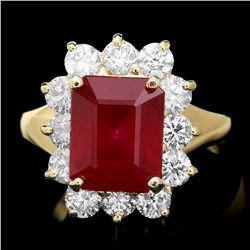 14K YELLOW GOLD 5.00CT RUBY 1.50CT DIAMOND RING