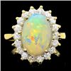 Image 1 : 14K YELLOW GOLD 3.00CT OPAL 1.00CT DIAMOND RING