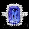 Image 1 : 18K WHITE GOLD 11.00CT TANZANITE 1.80CT DIAMOND RING