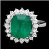 Image 1 : 14K WHITE GOLD 3.70CT EMERALD 0.90CT DIAMOND RING