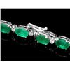 Image 2 : 14K WHITE GOLD 13.5CT EMERALD .75CT DIAMOND BRACELET