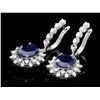 Image 2 : 14K WHITE GOLD 11CT SAPPHIRE 1.60CT DIAMOND EARRINGS