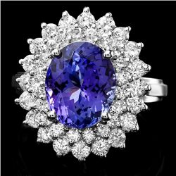 14K WHITE GOLD 3.77CT TANZANITE 1.58CT DIAMOND RING