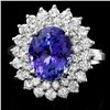 Image 1 : 14K WHITE GOLD 3.77CT TANZANITE 1.58CT DIAMOND RING