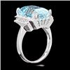 Image 2 : 14K WHITE GOLD 10CT AQUAMARINE 0.63CT DIAMOND RING