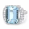 Image 3 : 14K WHITE GOLD 10CT AQUAMARINE 0.63CT DIAMOND RING