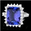 Image 1 : 18K WHITE GOLD 6.50CT TANZANITE 1.10CT DIAMOND RING