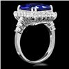 Image 2 : 18K WHITE GOLD 6.50CT TANZANITE 1.10CT DIAMOND RING