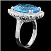 Image 2 : 14K WHITE GOLD 11.5CT TOPAZ 1.10CT DIAMOND RING