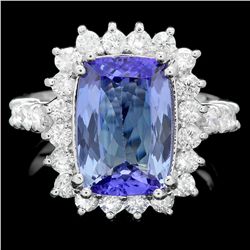 14K WHITE GOLD 4.00CT TANZANITE 1.10CT DIAMOND RING