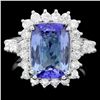 Image 1 : 14K WHITE GOLD 4.00CT TANZANITE 1.10CT DIAMOND RING