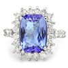 Image 3 : 14K WHITE GOLD 4.00CT TANZANITE 1.10CT DIAMOND RING