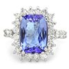 Image 3 : 14K WHITE GOLD 4.00CT TANZANITE 1.10CT DIAMOND RING