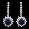 Image 1 : 14K WHITE GOLD 6.0CT SAPPHIRE 1.60CT DIAMOND EARRINGS