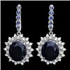 Image 1 : 14K WHITE GOLD 18.5CT SAPPHIRE 1.50CT DIAMOND EARRINGS