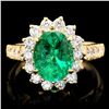 Image 1 : 14K YELLOW GOLD 2.65CT EMERALD 1.10CT DIAMOND RING
