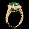 Image 2 : 14K YELLOW GOLD 2.65CT EMERALD 1.10CT DIAMOND RING