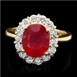 14K YELLOW GOLD 4.00CT RUBY 0.90CT DIAMOND RING