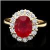 Image 1 : 14K YELLOW GOLD 4.00CT RUBY 0.90CT DIAMOND RING