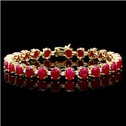 14K YELLOW GOLD 26.00CT RUBY 1.00CT DIAMOND BRACELET