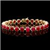 Image 1 : 14K YELLOW GOLD 26.00CT RUBY 1.00CT DIAMOND BRACELET