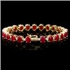 Image 2 : 14K YELLOW GOLD 26.00CT RUBY 1.00CT DIAMOND BRACELET