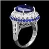 Image 2 : 14K WHITE GOLD 10.3CT SAPPHIRE 0.60CT DIAMOND RING