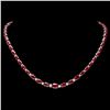 Image 1 : 14K WHITE GOLD 28.50CT RUBY 1.00CT DIAMOND NECKLACE